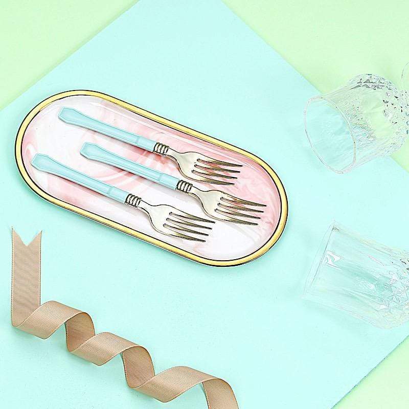 24 pcs Metallic Handle Disposable Plastic Party Forks