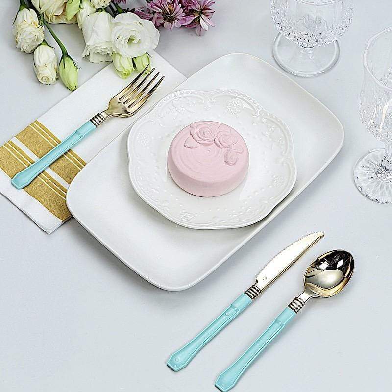 24 pcs Metallic Handle Disposable Plastic Party Forks
