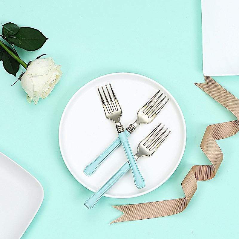 24 pcs Metallic Handle Disposable Plastic Party Forks