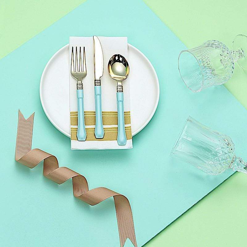 24 pcs Metallic Handle Disposable Plastic Party Forks