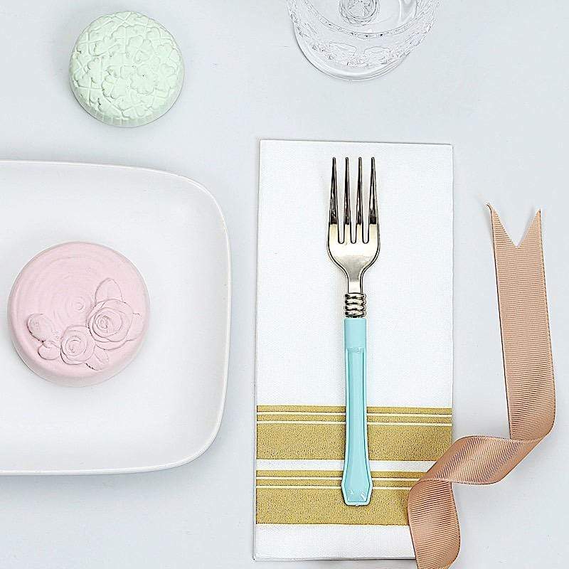 24 pcs Metallic Handle Disposable Plastic Party Forks