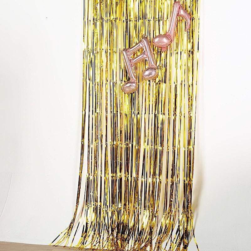 3 feet x 8 feet Metallic Foil Fringe Shiny Curtain