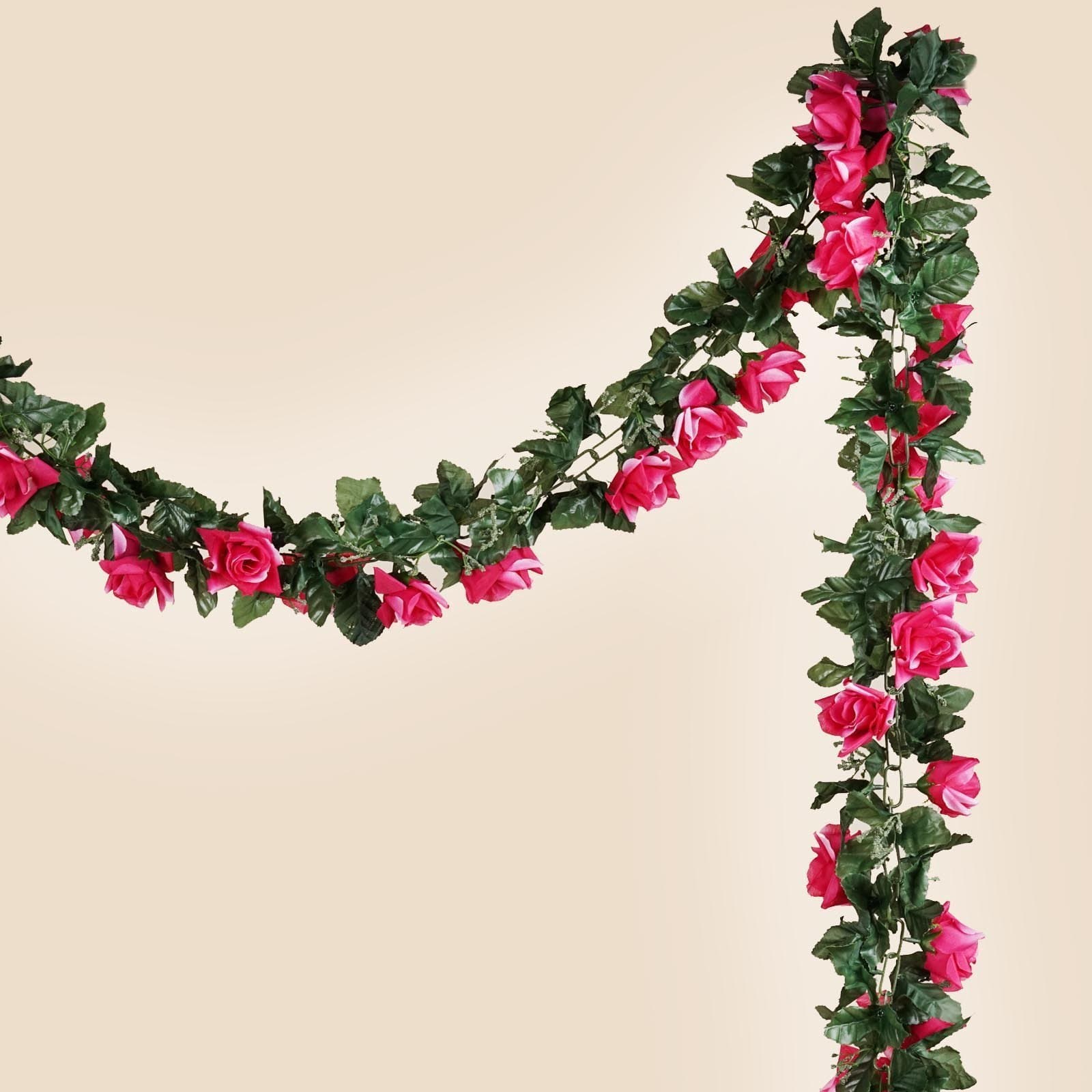 6 feet 3D Chain Garland with Silk Roses