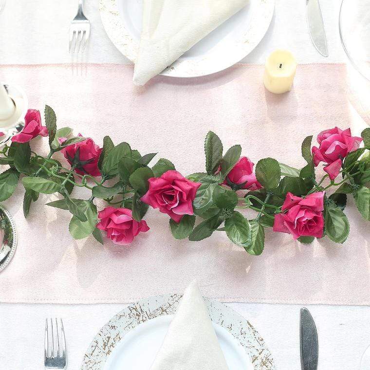 6 feet 3D Chain Garland with Silk Roses