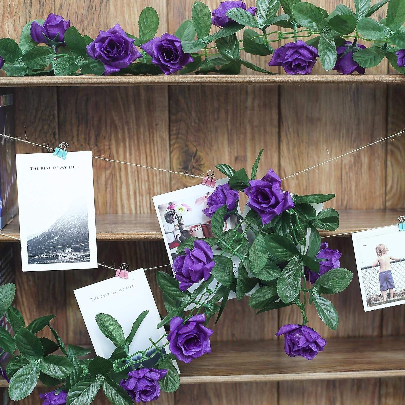 6 feet 3D Chain Garland with Silk Roses