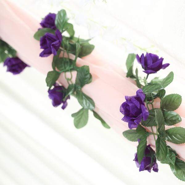 6 feet 3D Chain Garland with Silk Roses