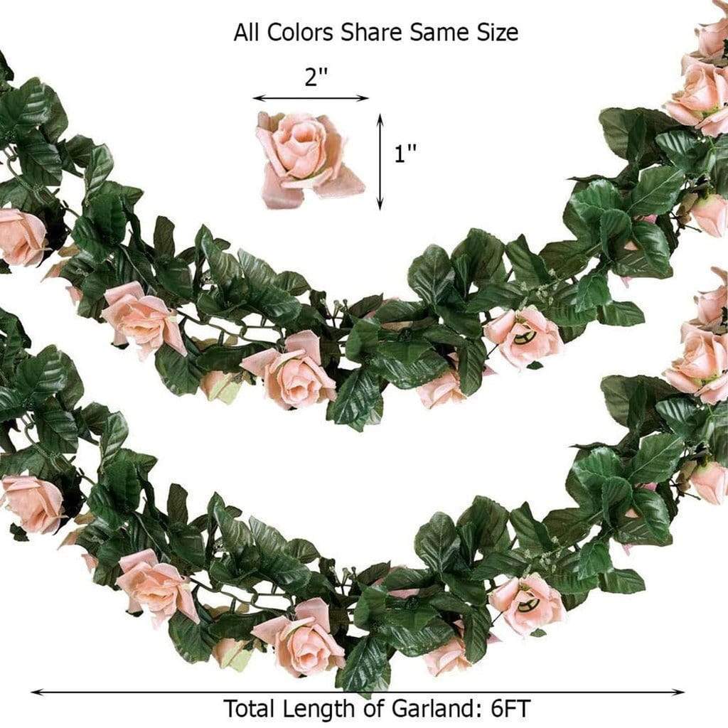 6 feet 3D Chain Garland with Silk Roses