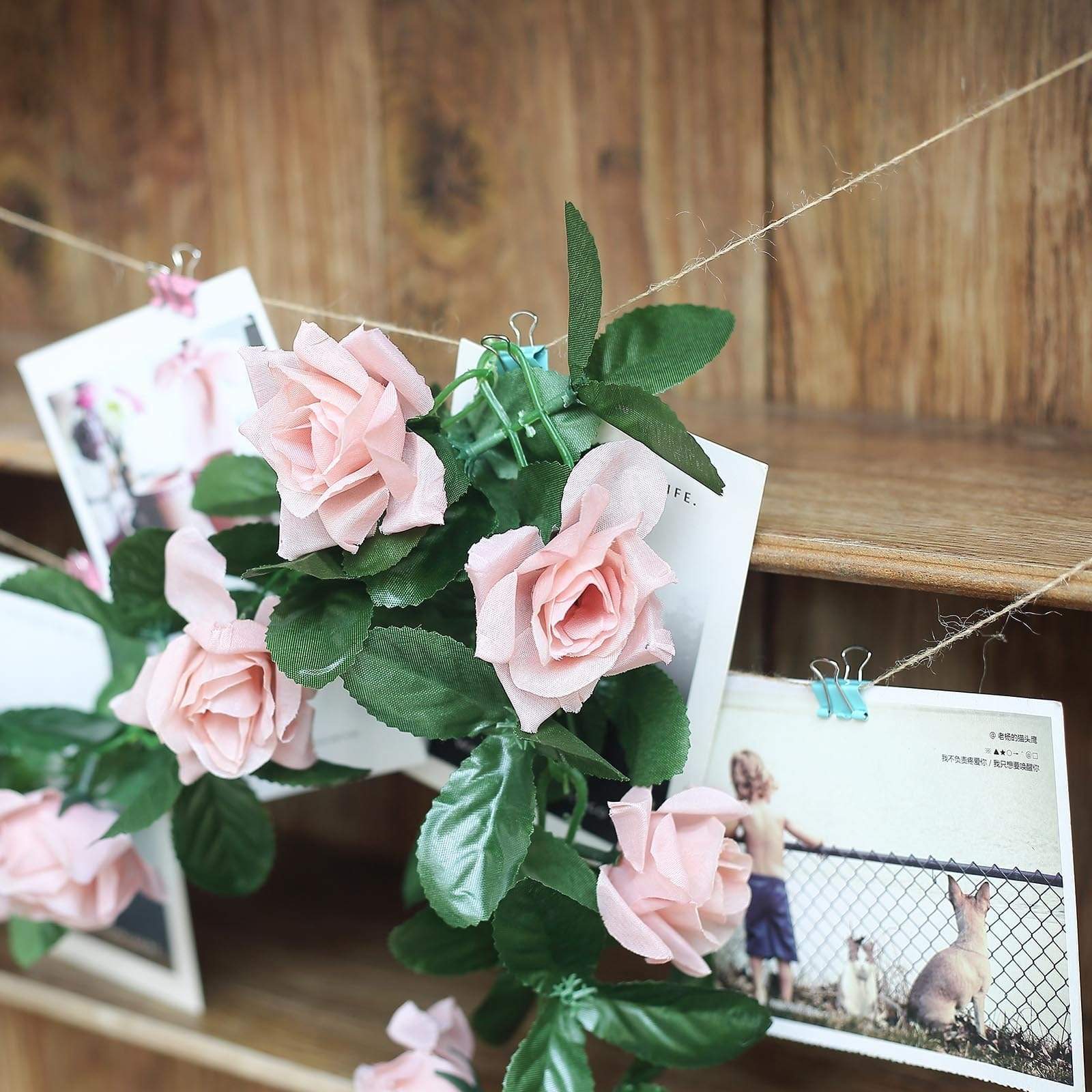 6 feet 3D Chain Garland with Silk Roses