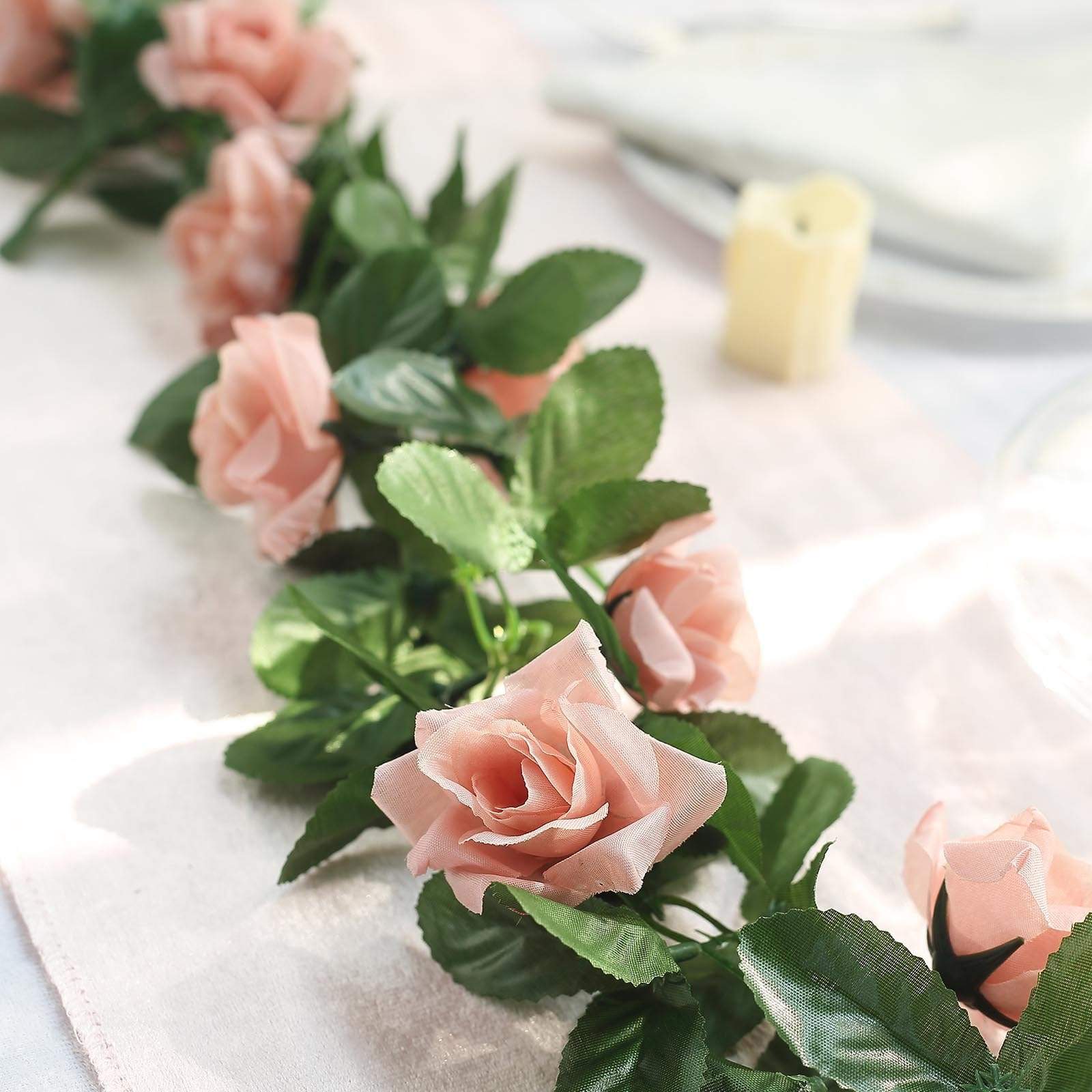 6 feet 3D Chain Garland with Silk Roses