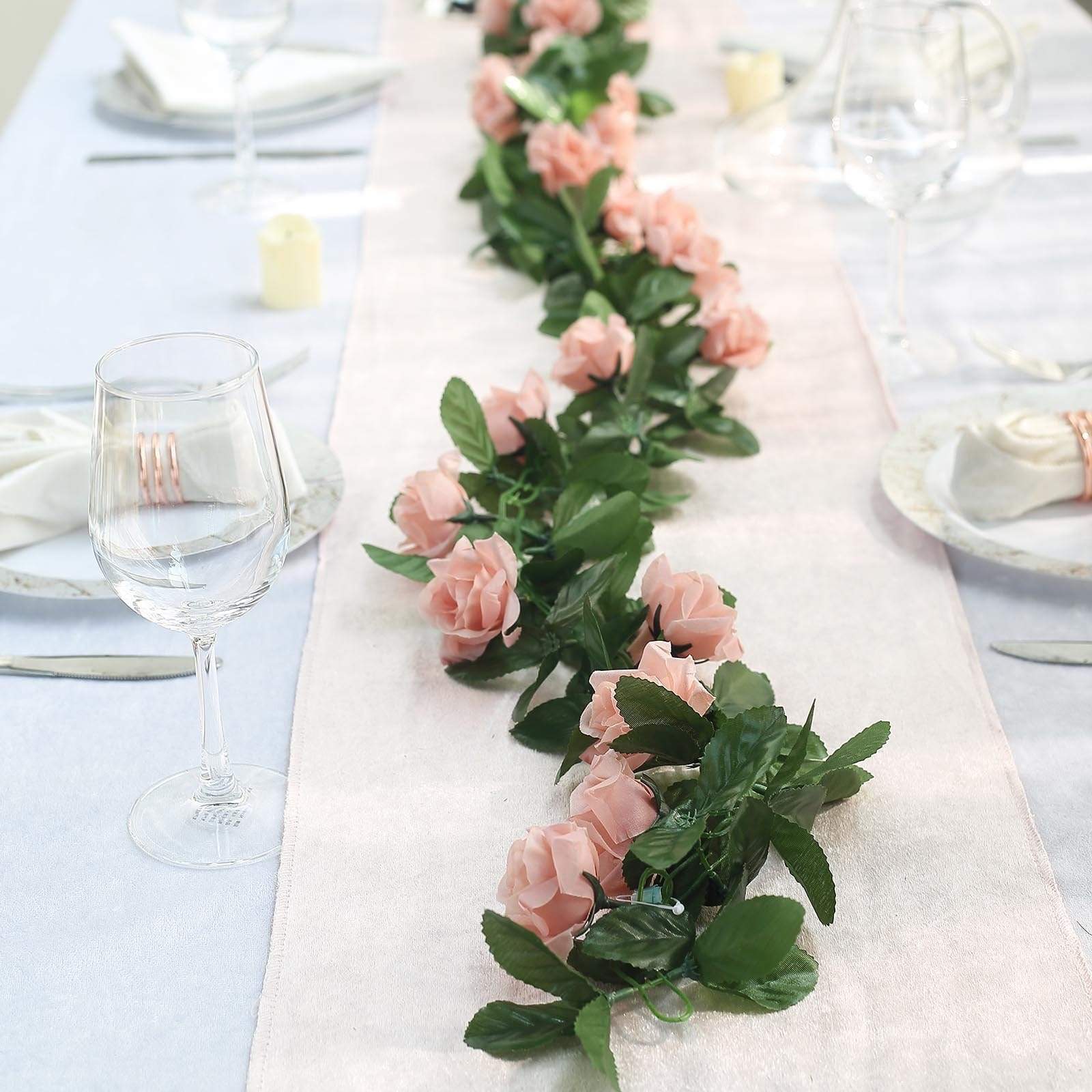 6 feet 3D Chain Garland with Silk Roses