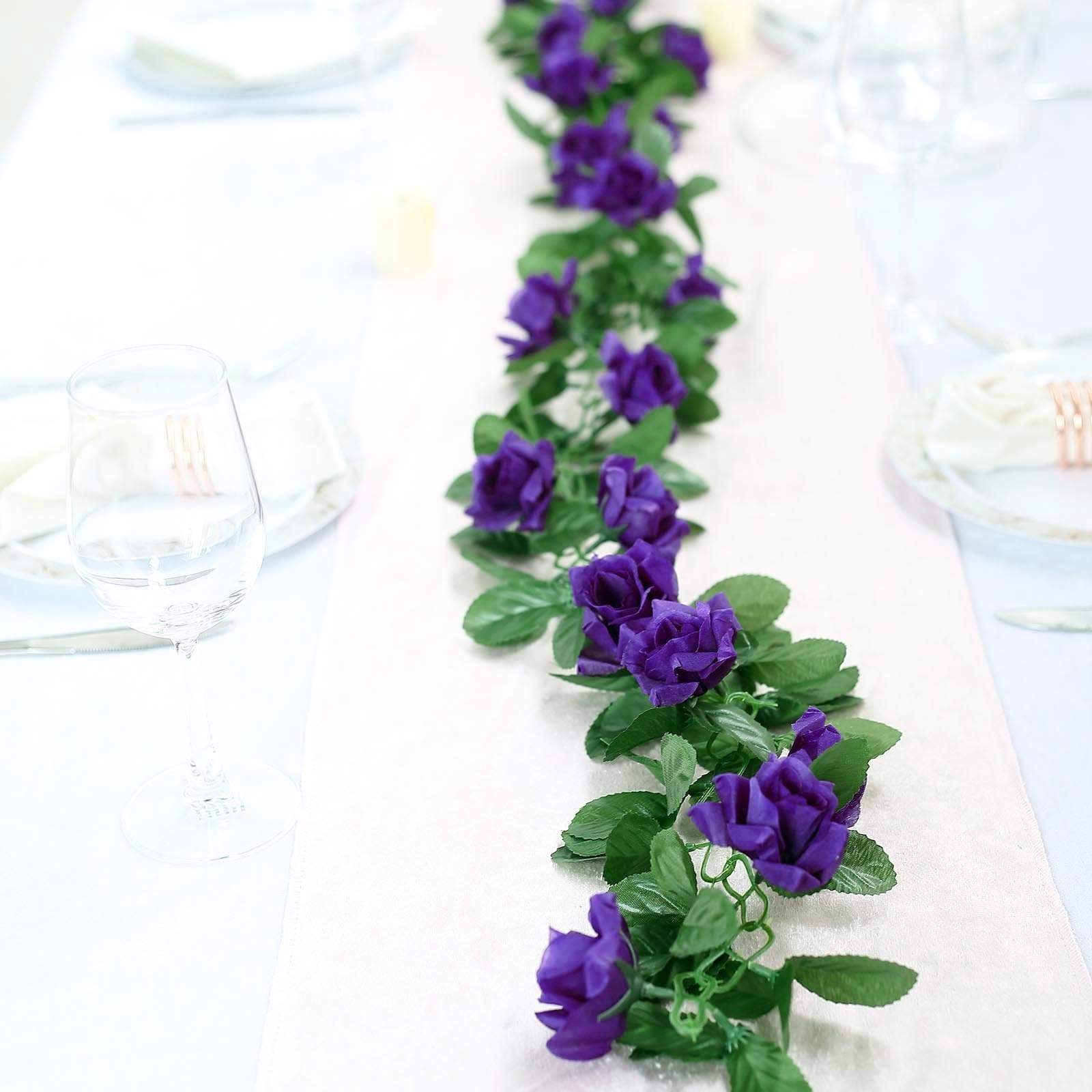 6 feet 3D Chain Garland with Silk Roses