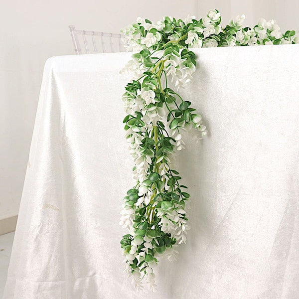6 Feet White Garland Silk Peony Flowers and Leaves