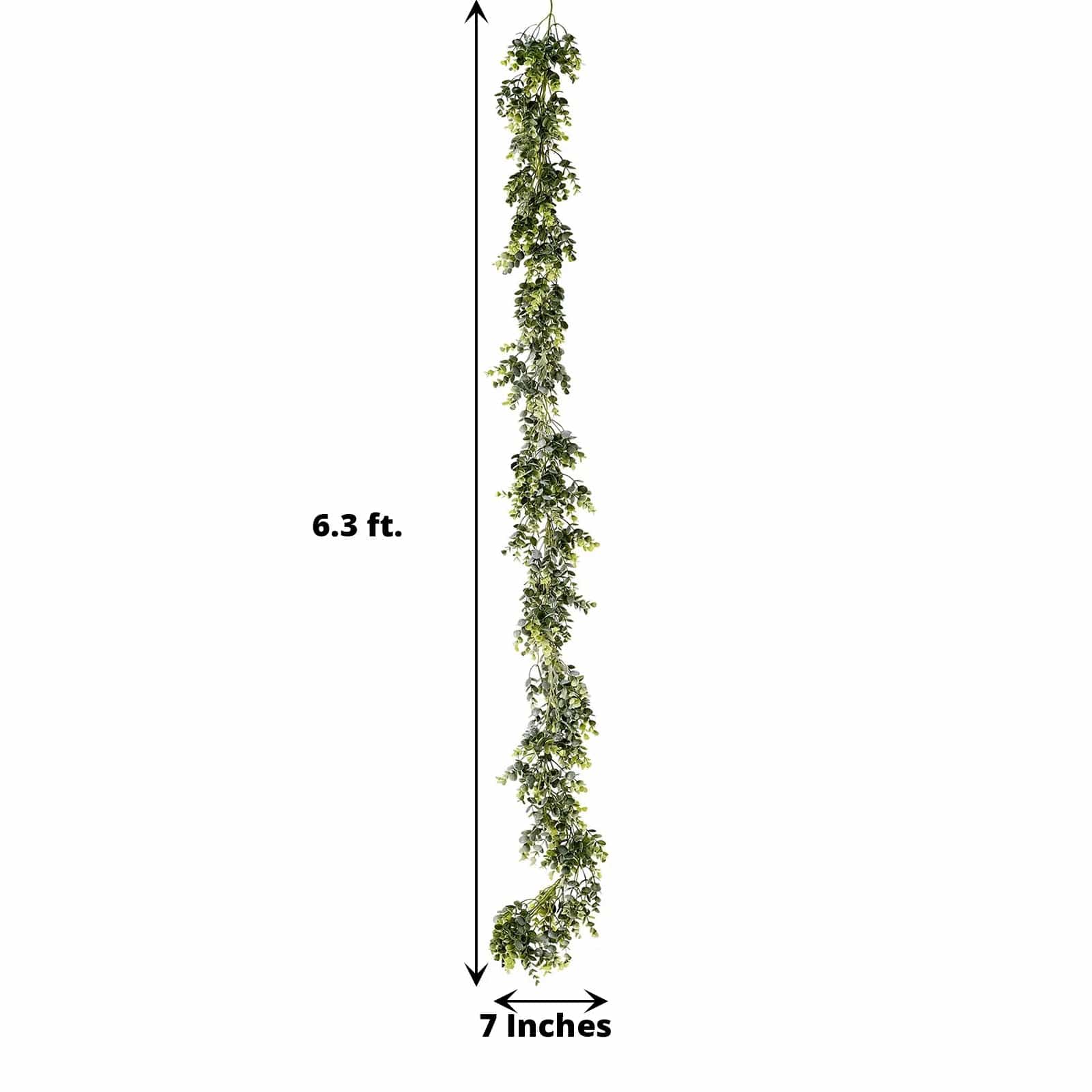 6 ft Frosted Green Artificial Eucalyptus Leaves Faux Vine Greenery Garland