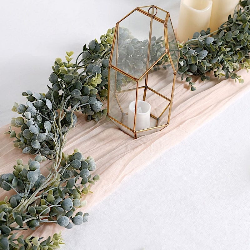 6 ft Frosted Green Artificial Eucalyptus Leaves Faux Vine Greenery Garland
