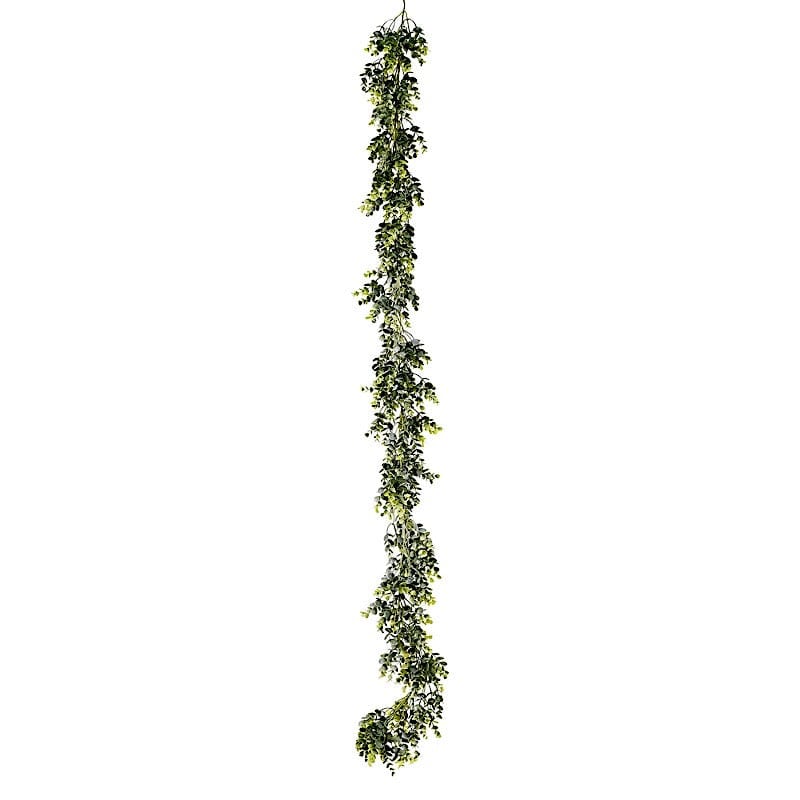 6 ft Frosted Green Artificial Eucalyptus Leaves Faux Vine Greenery Garland