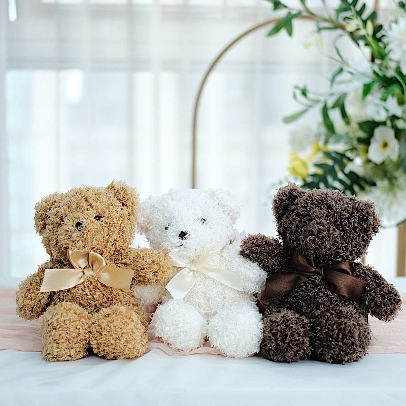 3 Assorted 7 in Teddy Bears Plush Stuffed Toys Party Gifts and Decor