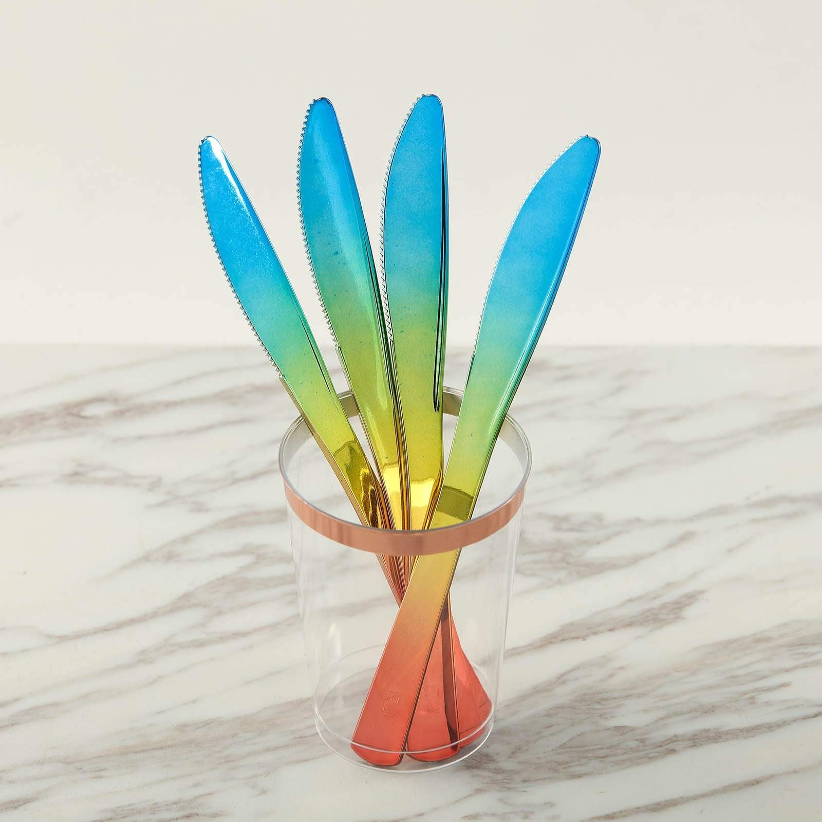 24 pcs 8 in long Ombre Disposable Plastic Party Knives
