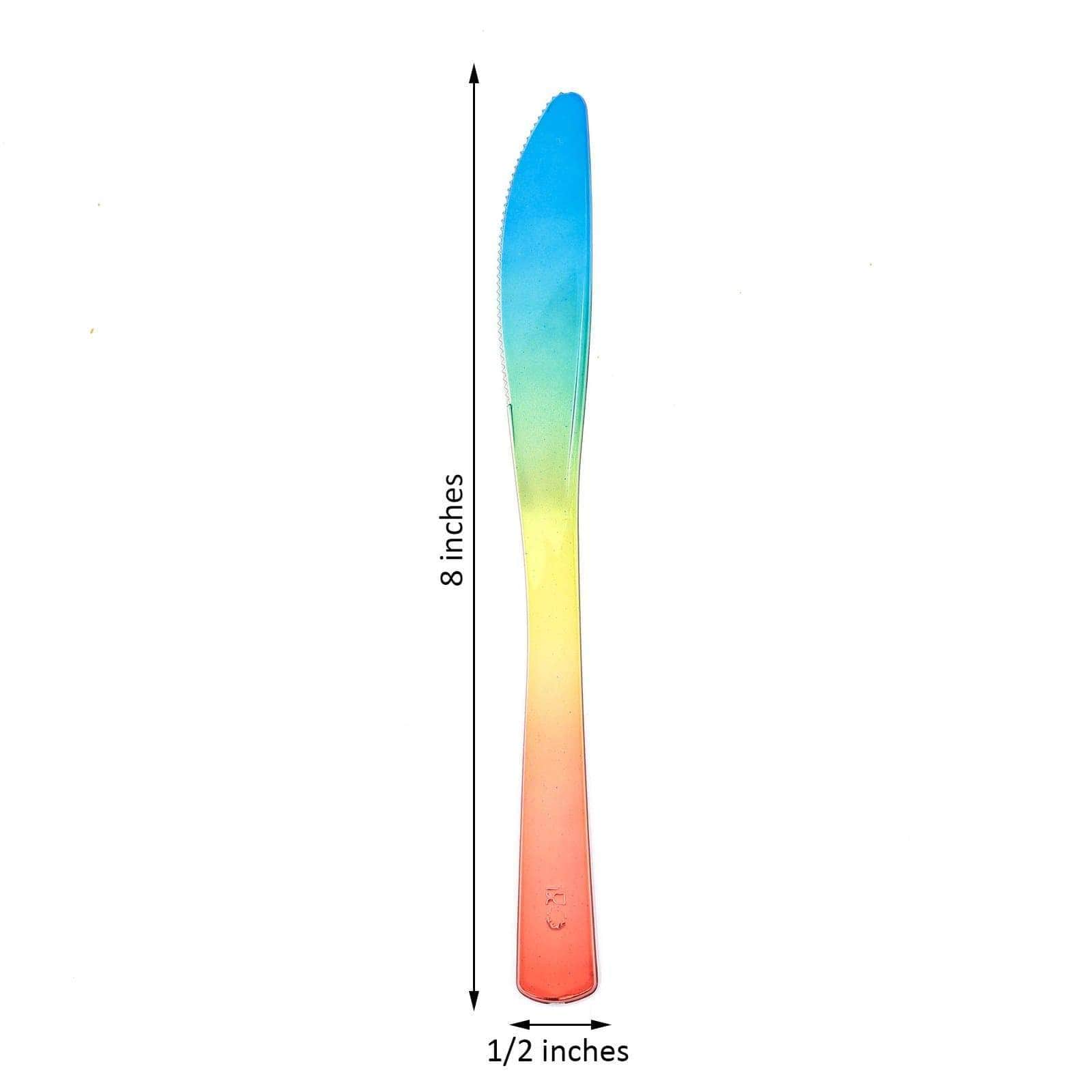 24 pcs 8 in long Ombre Disposable Plastic Party Knives