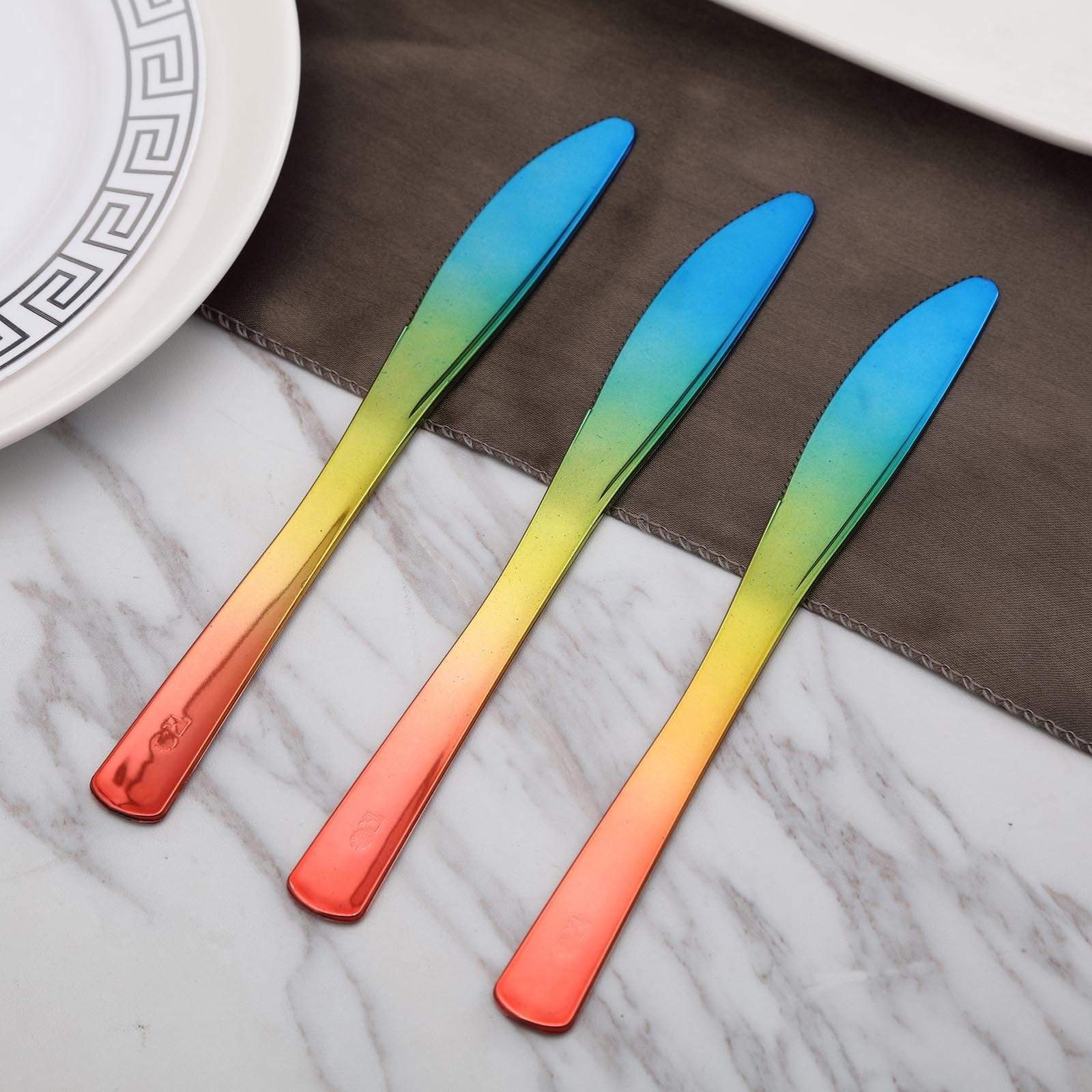 24 pcs 8 in long Ombre Disposable Plastic Party Knives