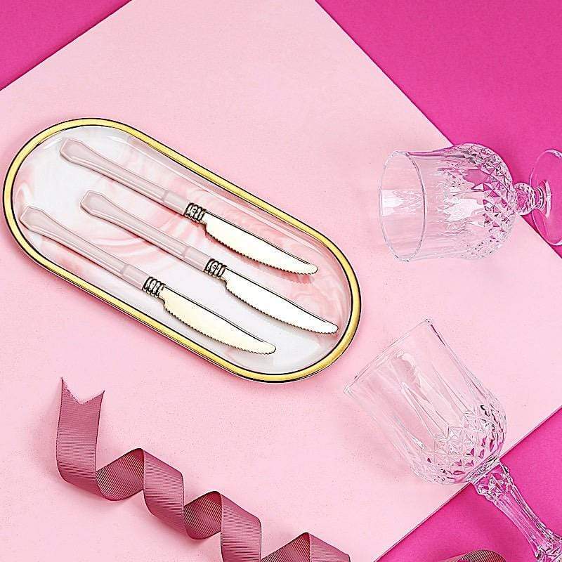 24 pcs Metallic Handle Disposable Plastic Party Knives