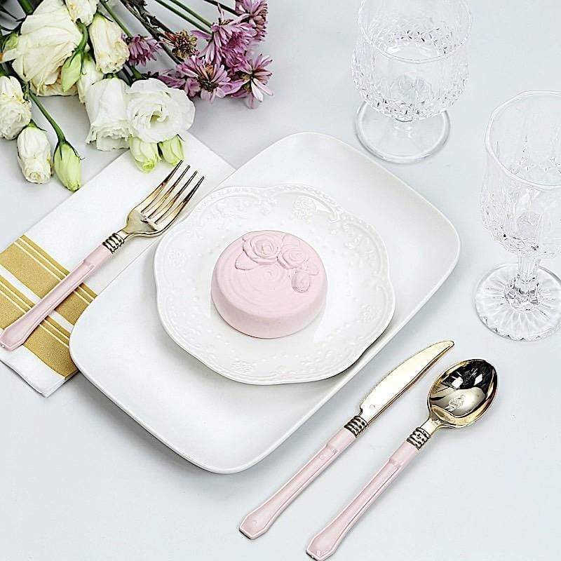 24 pcs Metallic Handle Disposable Plastic Party Knives