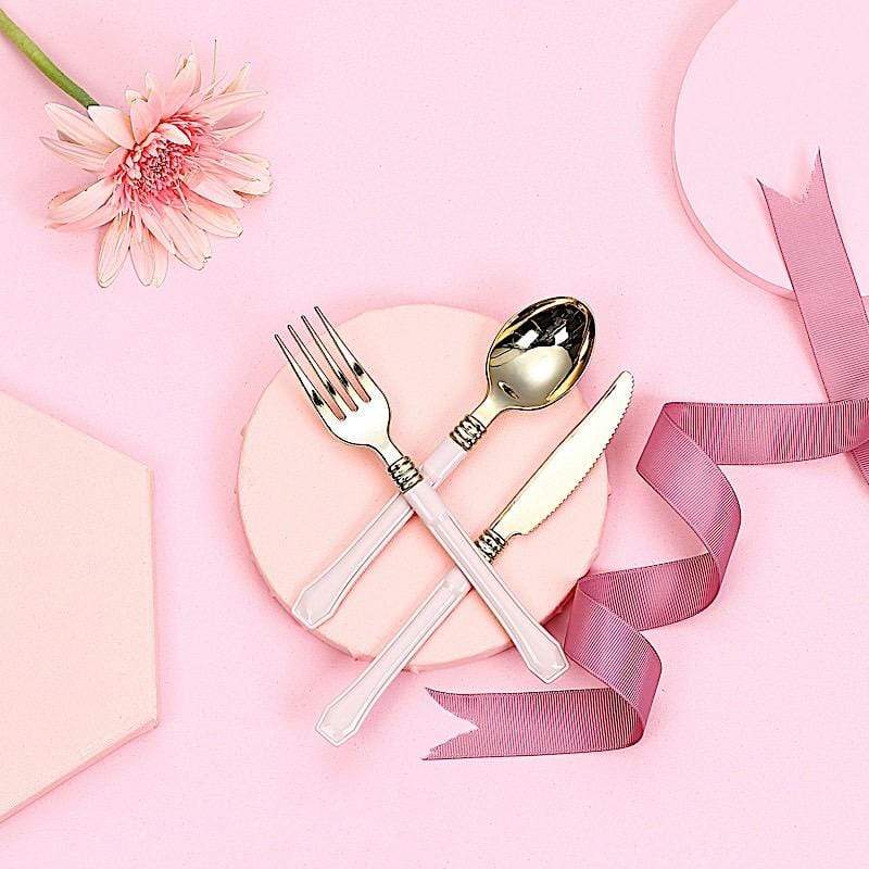 24 pcs Metallic Handle Disposable Plastic Party Knives