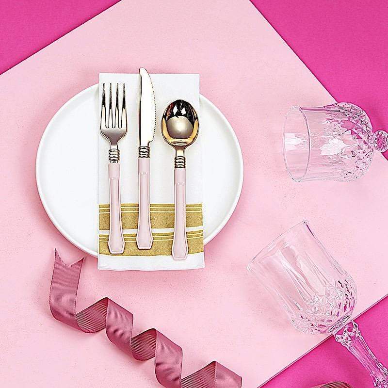 24 pcs Metallic Handle Disposable Plastic Party Knives