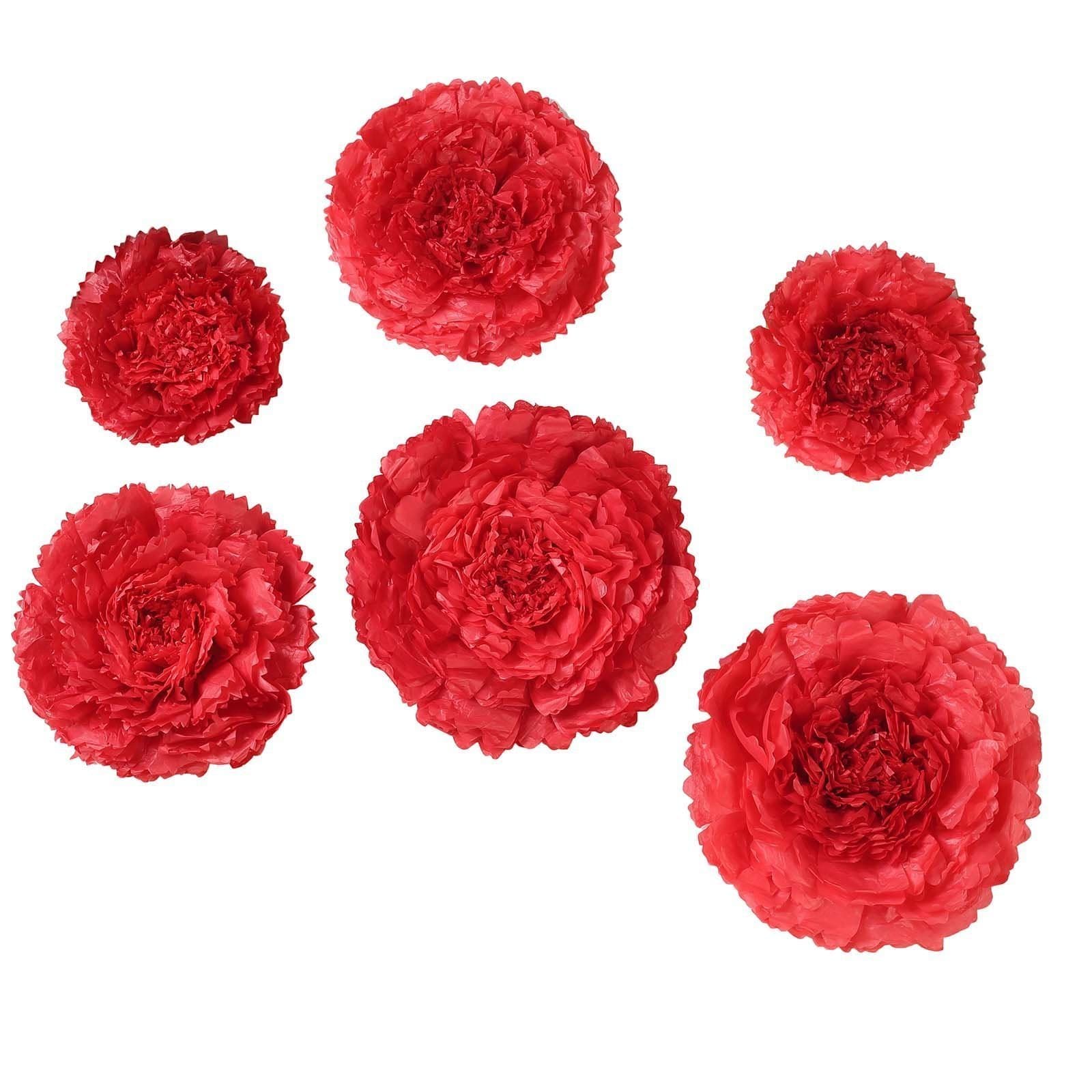 6 pcs 12 in 16 in 20 in wide Carnations Extra Large Paper Tissue Flowers