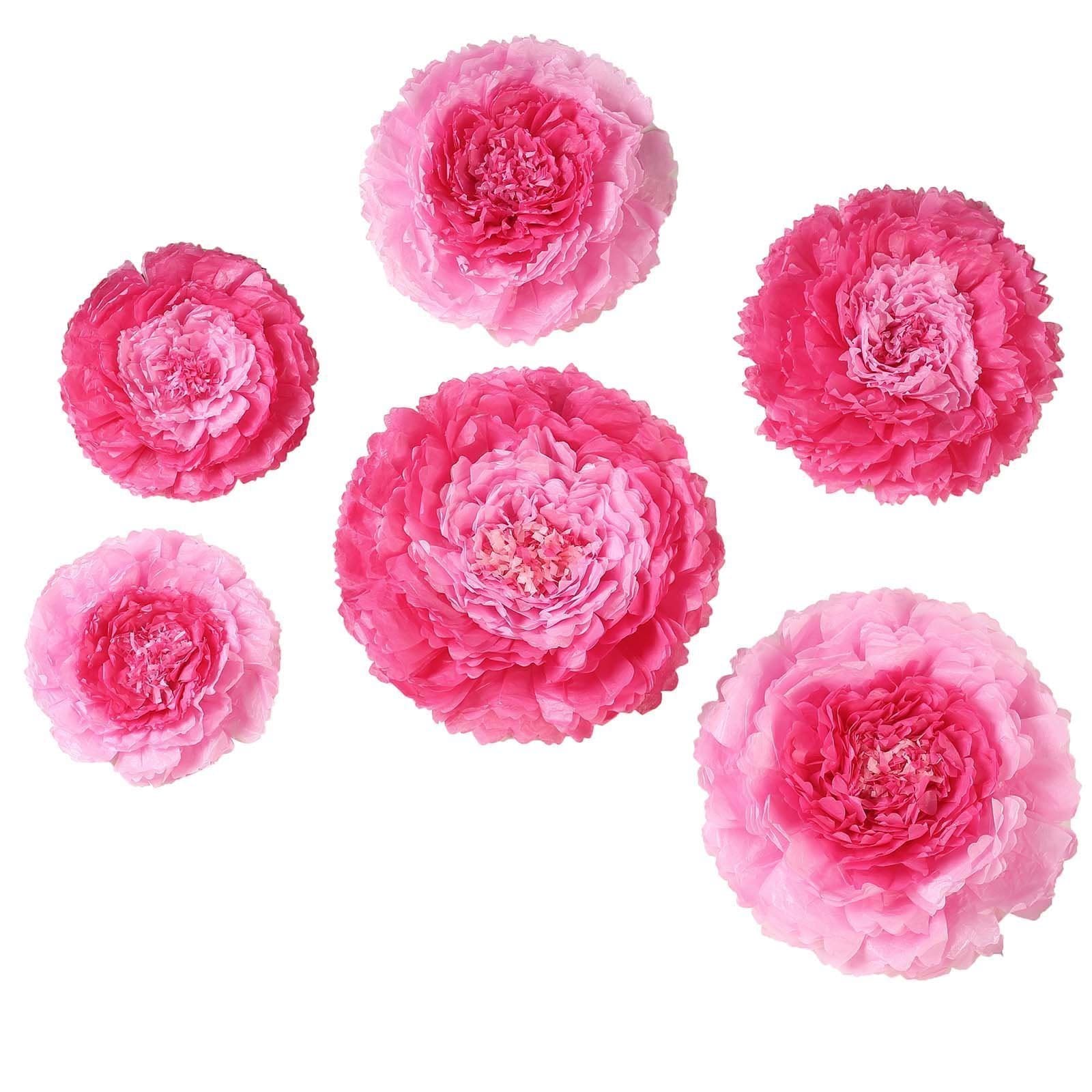6 pcs 12 in 16 in 20 in wide Carnations Extra Large Paper Tissue Flowers