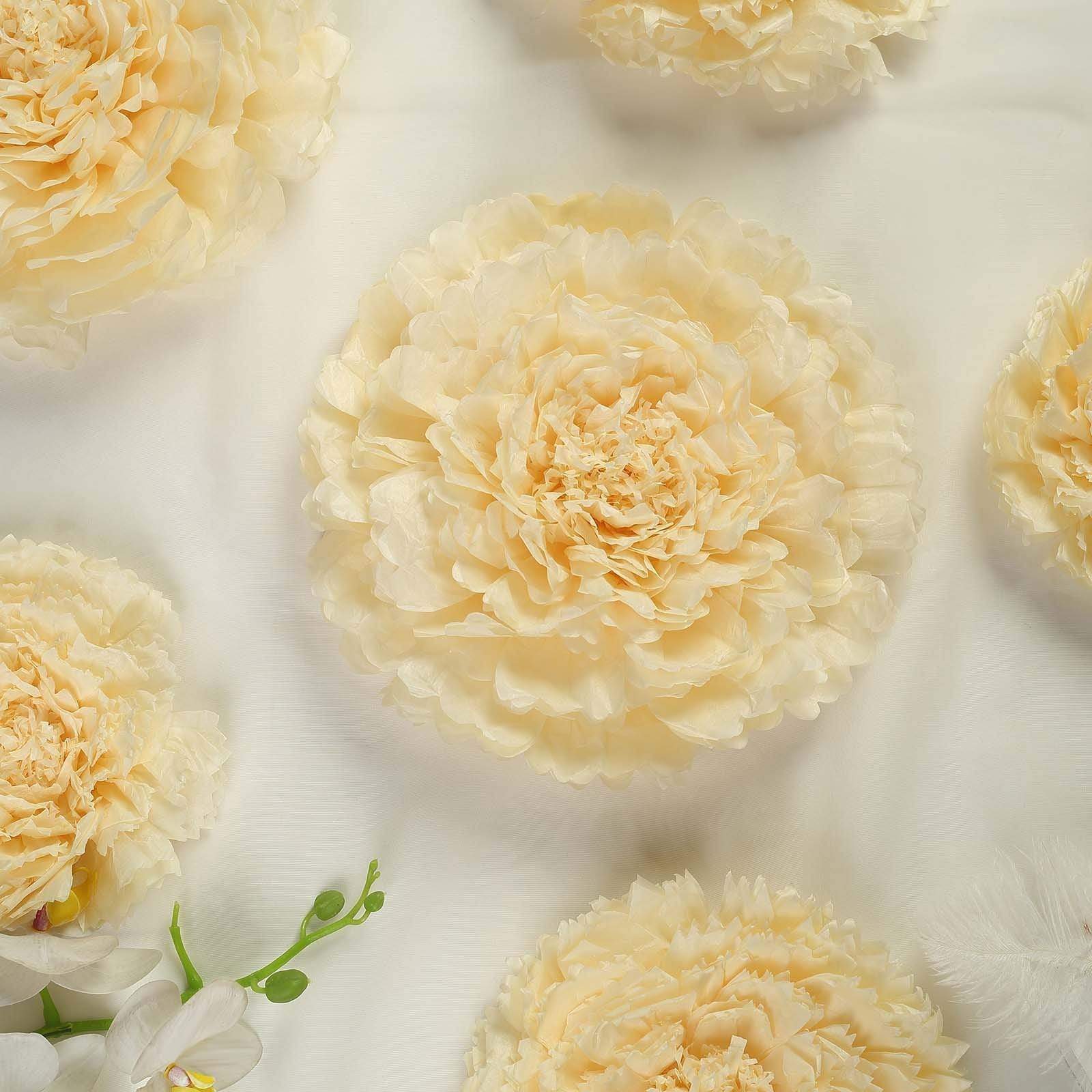 6 pcs 12 in 16 in 20 in wide Carnations Extra Large Paper Tissue Flowers