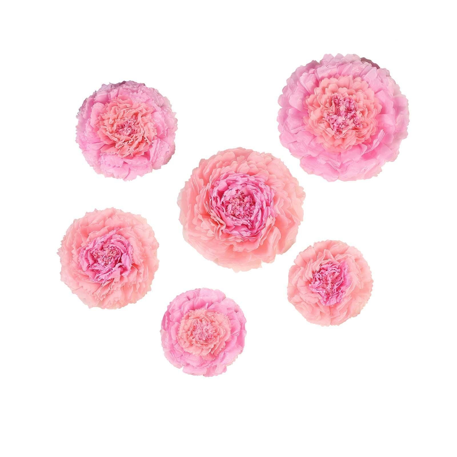 6 pcs 12 in 16 in 20 in wide Carnations Extra Large Paper Tissue Flowers