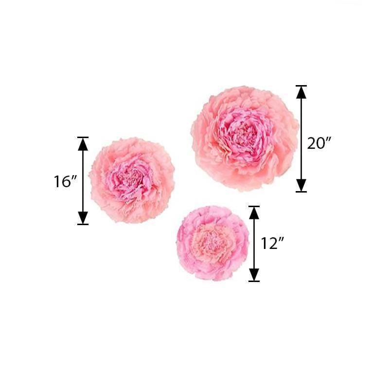 6 pcs 12 in 16 in 20 in wide Carnations Extra Large Paper Tissue Flowers