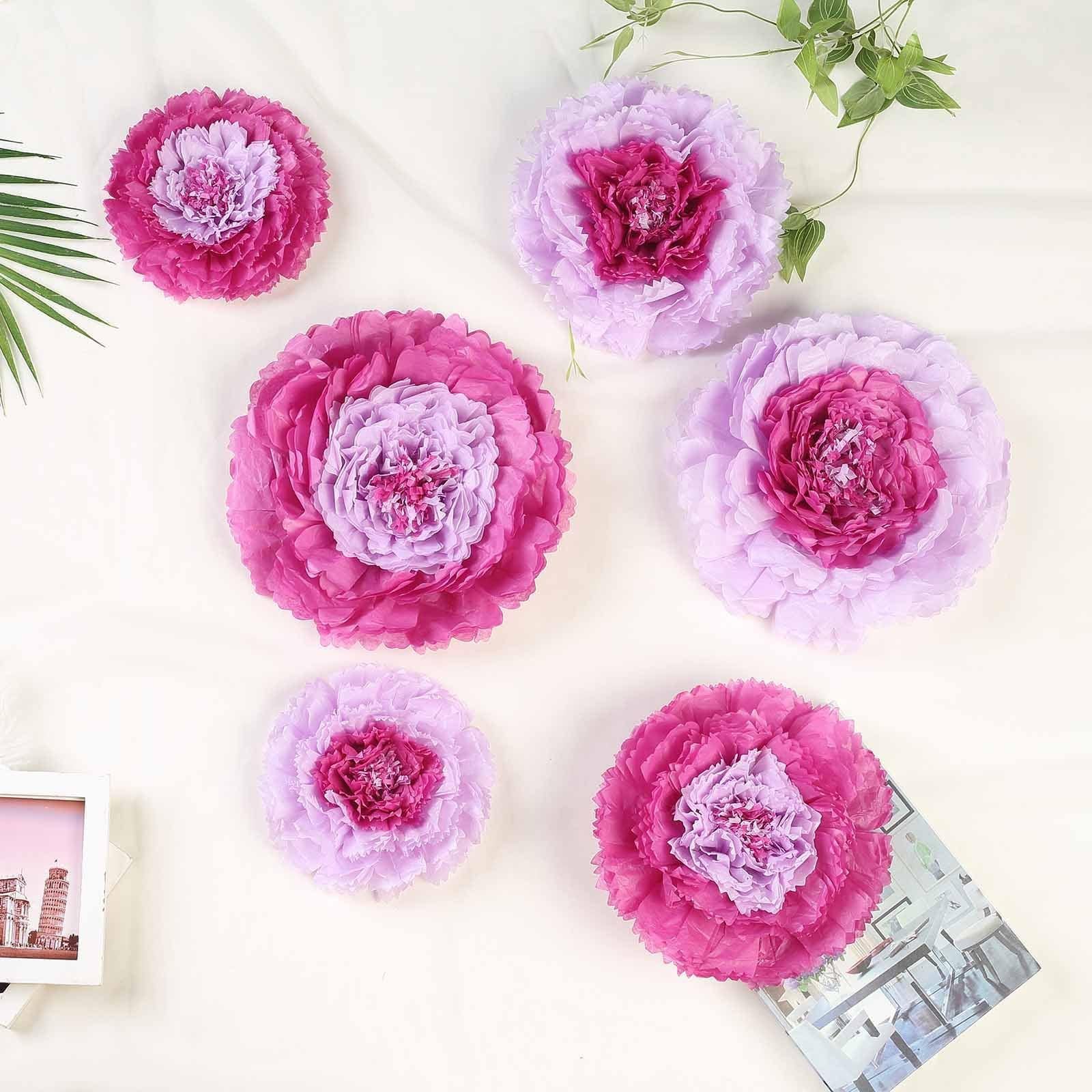 6 pcs 7 in 9 in 11 in wide Carnations Large Paper Tissue Flowers