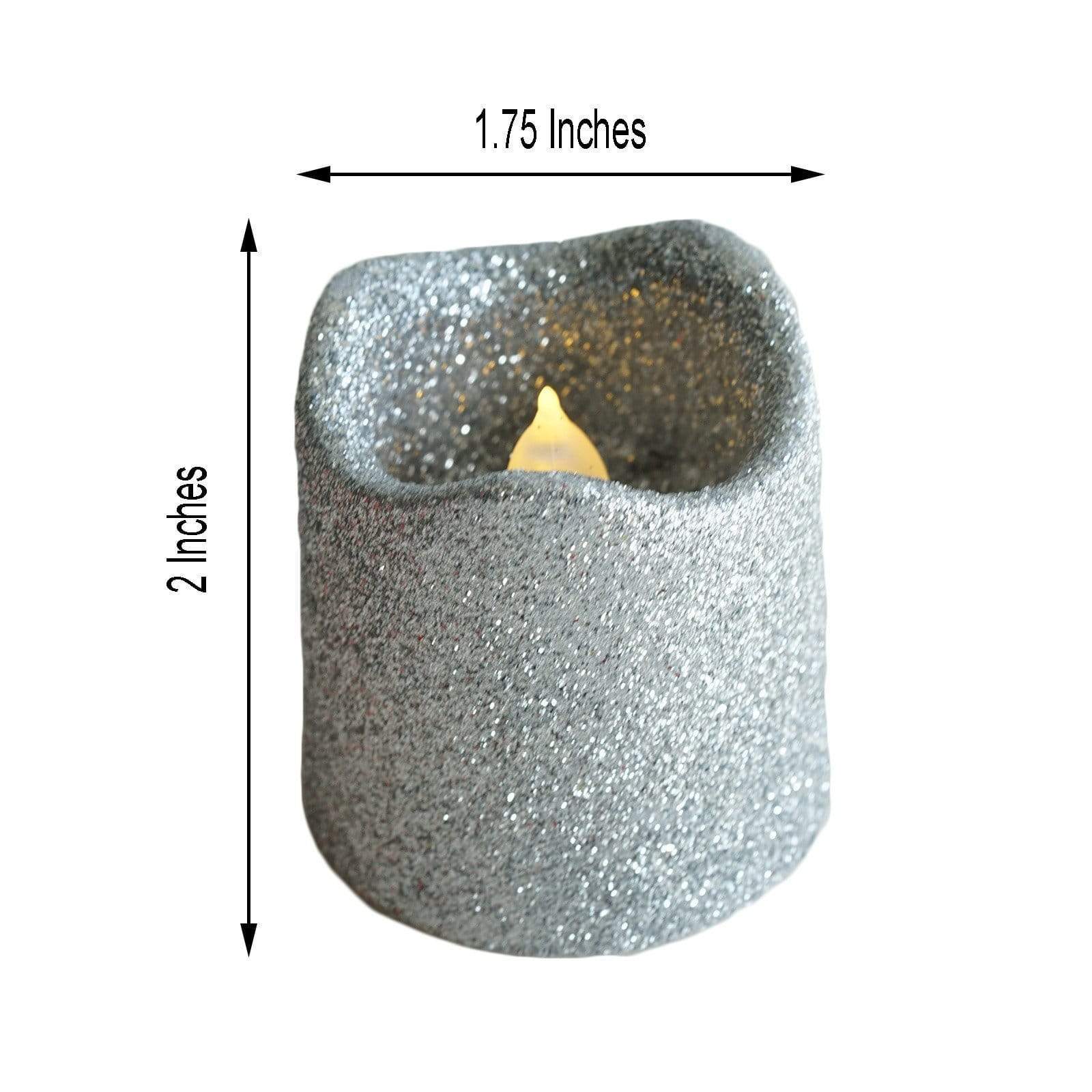 12 Glittered LED Battery Operated Votive Candles Lights