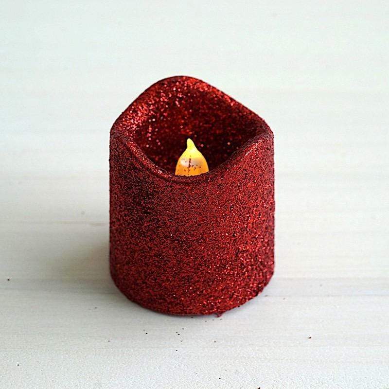 12 Glittered LED Battery Operated Votive Candles Lights