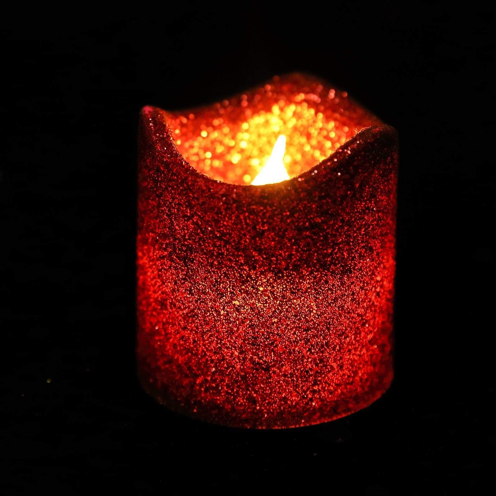 12 Glittered LED Battery Operated Votive Candles Lights