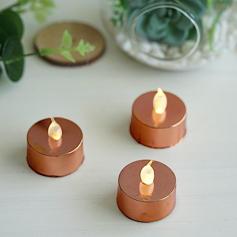 12 Metallic LED Battery Operated Tealight Candles Lights