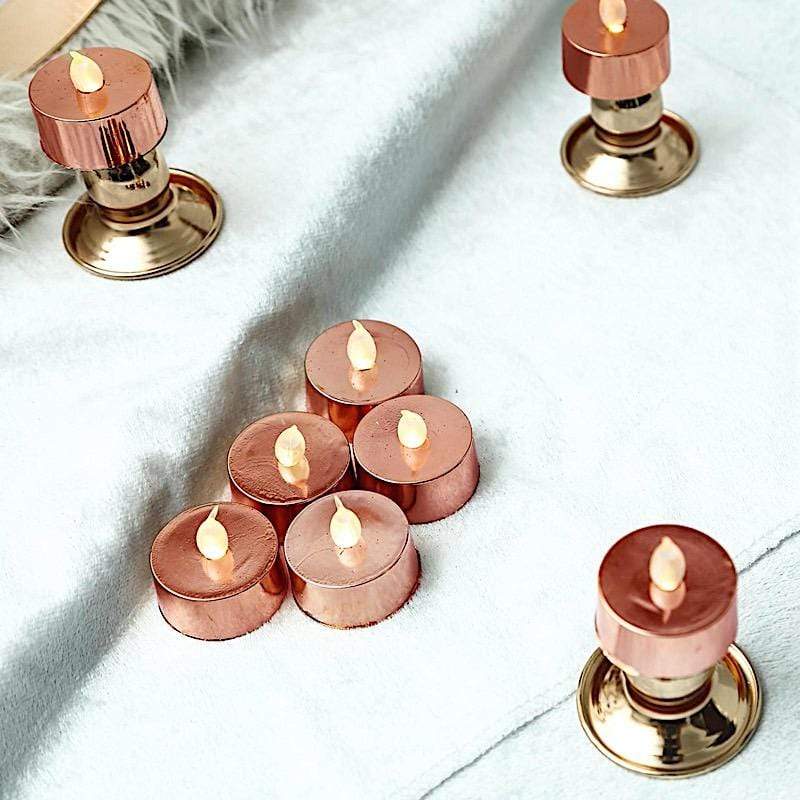 12 Metallic LED Battery Operated Tealight Candles Lights