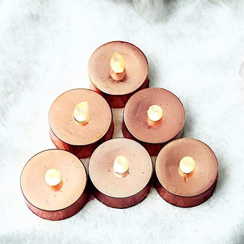 12 Metallic LED Battery Operated Tealight Candles Lights
