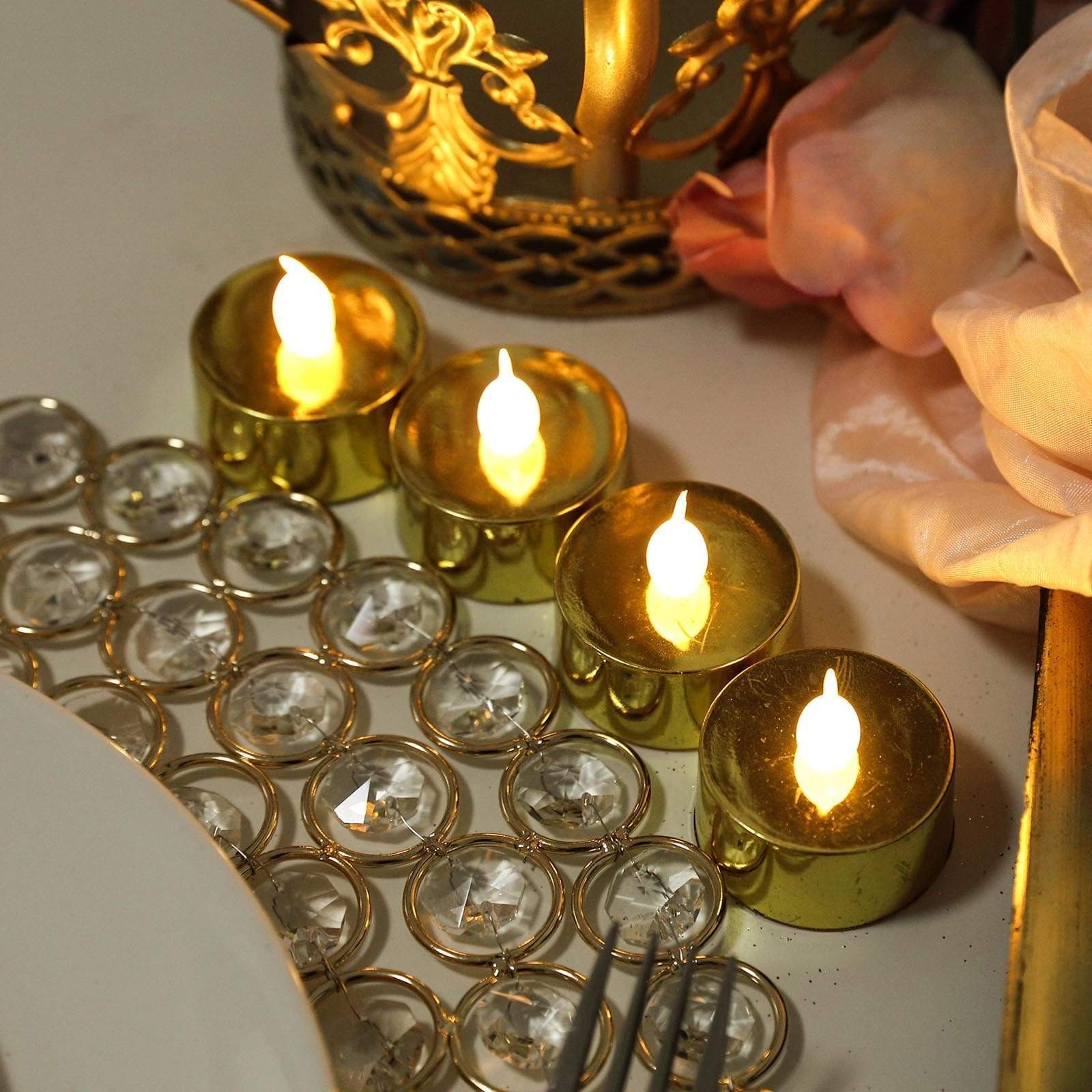 12 Metallic LED Battery Operated Tealight Candles Lights