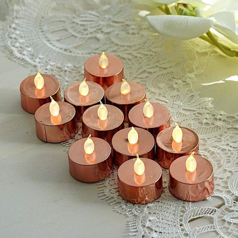 12 Metallic LED Battery Operated Tealight Candles Lights