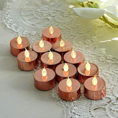 12 Metallic LED Battery Operated Tealight Candles Lights