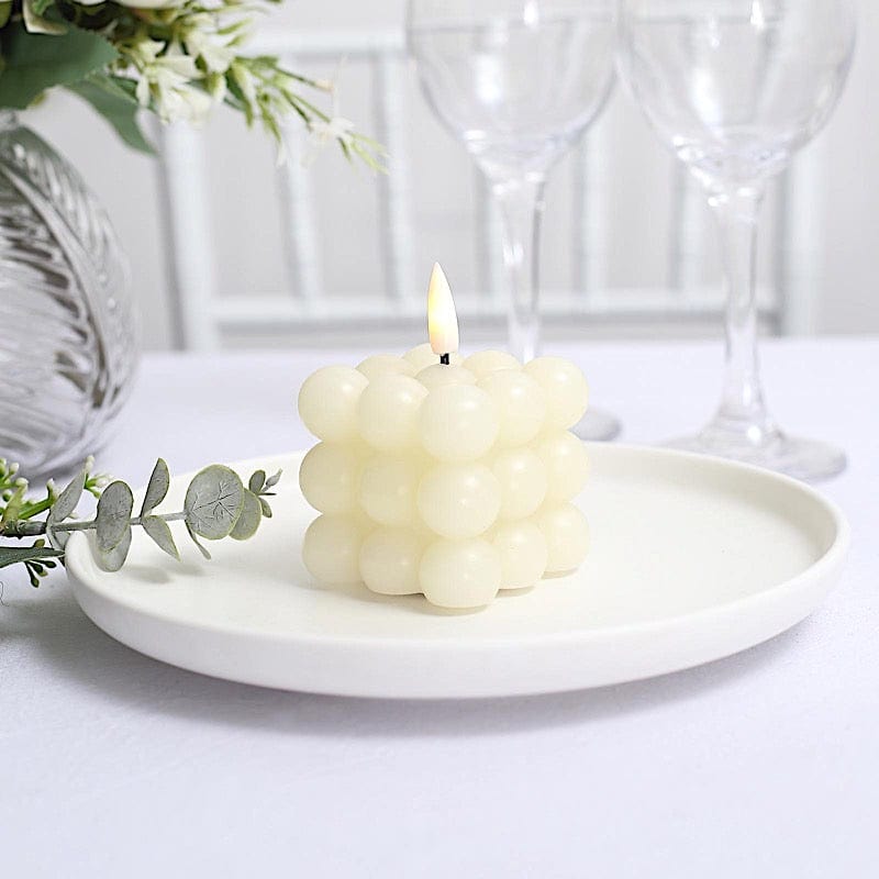 Balsacircle 2 Flameless White 2 in Warm White LED Light Bubble Cube Candles Centerpieces Party Events Decorations