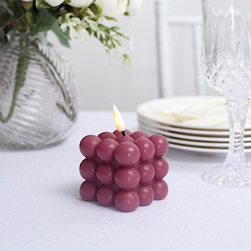 2 Flameless 2 in Warm White LED Light Bubble Cube Candles Centerpieces