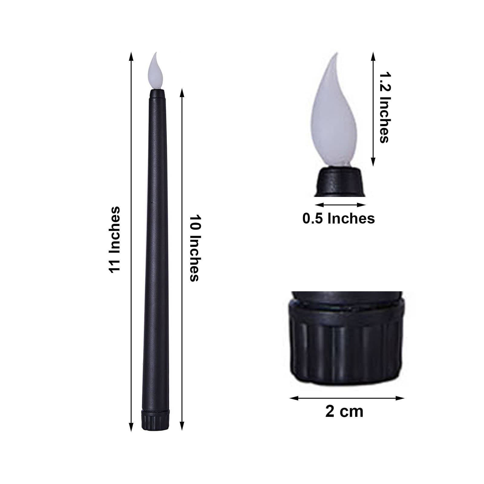 3 Flameless 11 in tall LED Taper Candles Lights