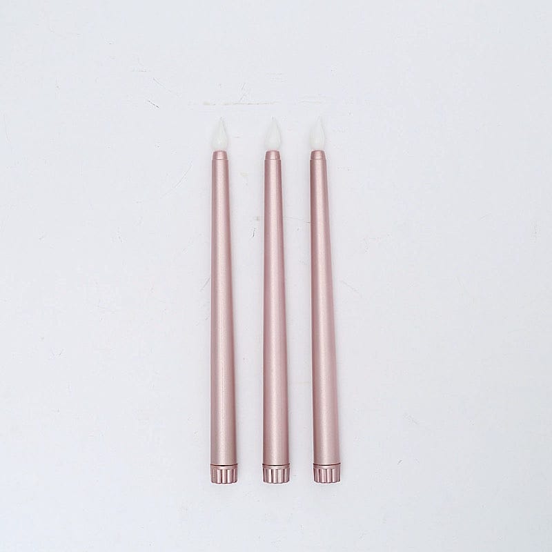 3 Flameless 11 in tall LED Taper Candles Lights