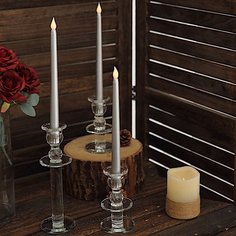 3 Flameless 11 in tall LED Taper Candles Lights