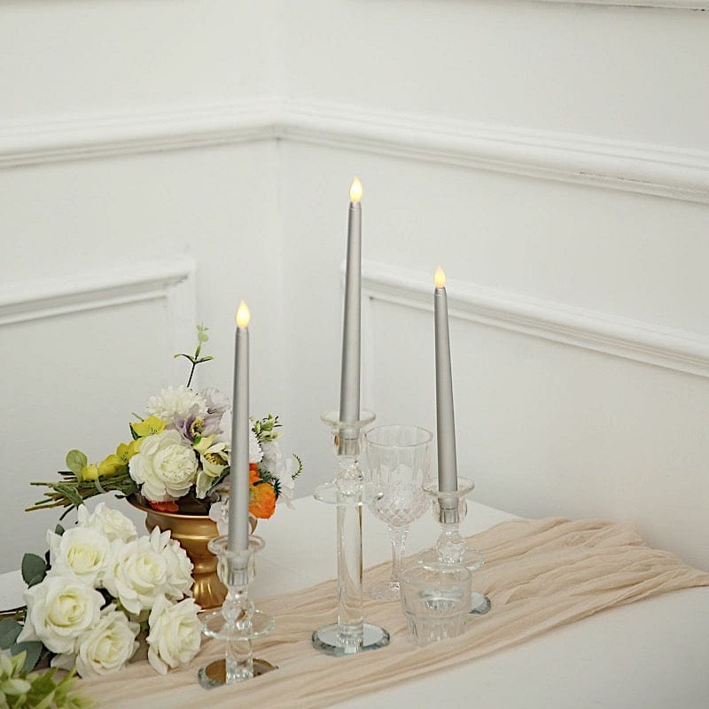 3 Flameless 11 in tall LED Taper Candles Lights