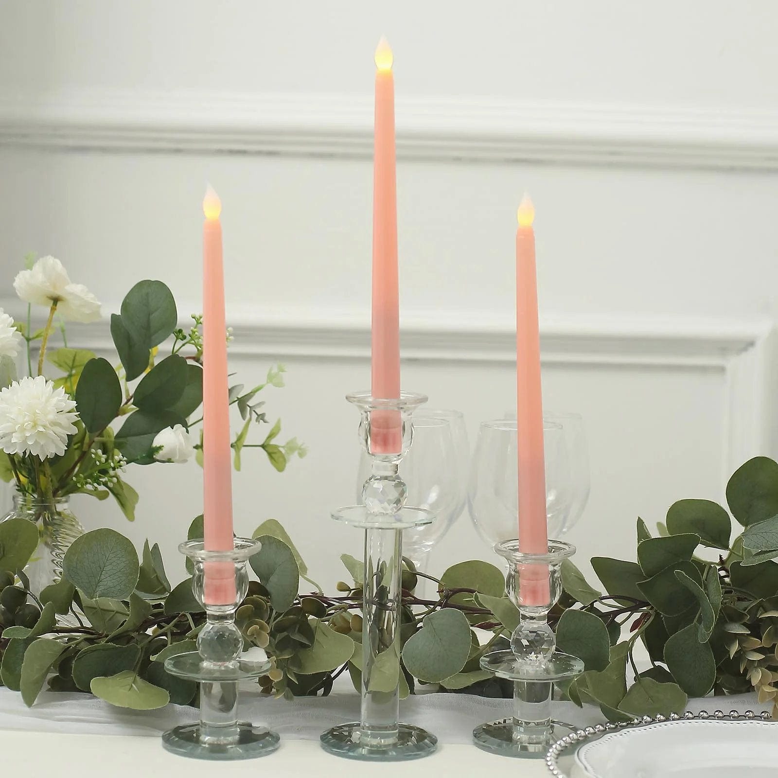 3 Flameless 11 in tall LED Taper Candles Lights