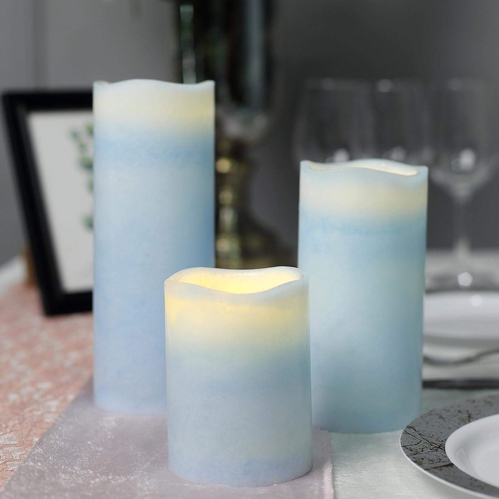 3 pcs LED Pillar Candles Lights with Remote Control